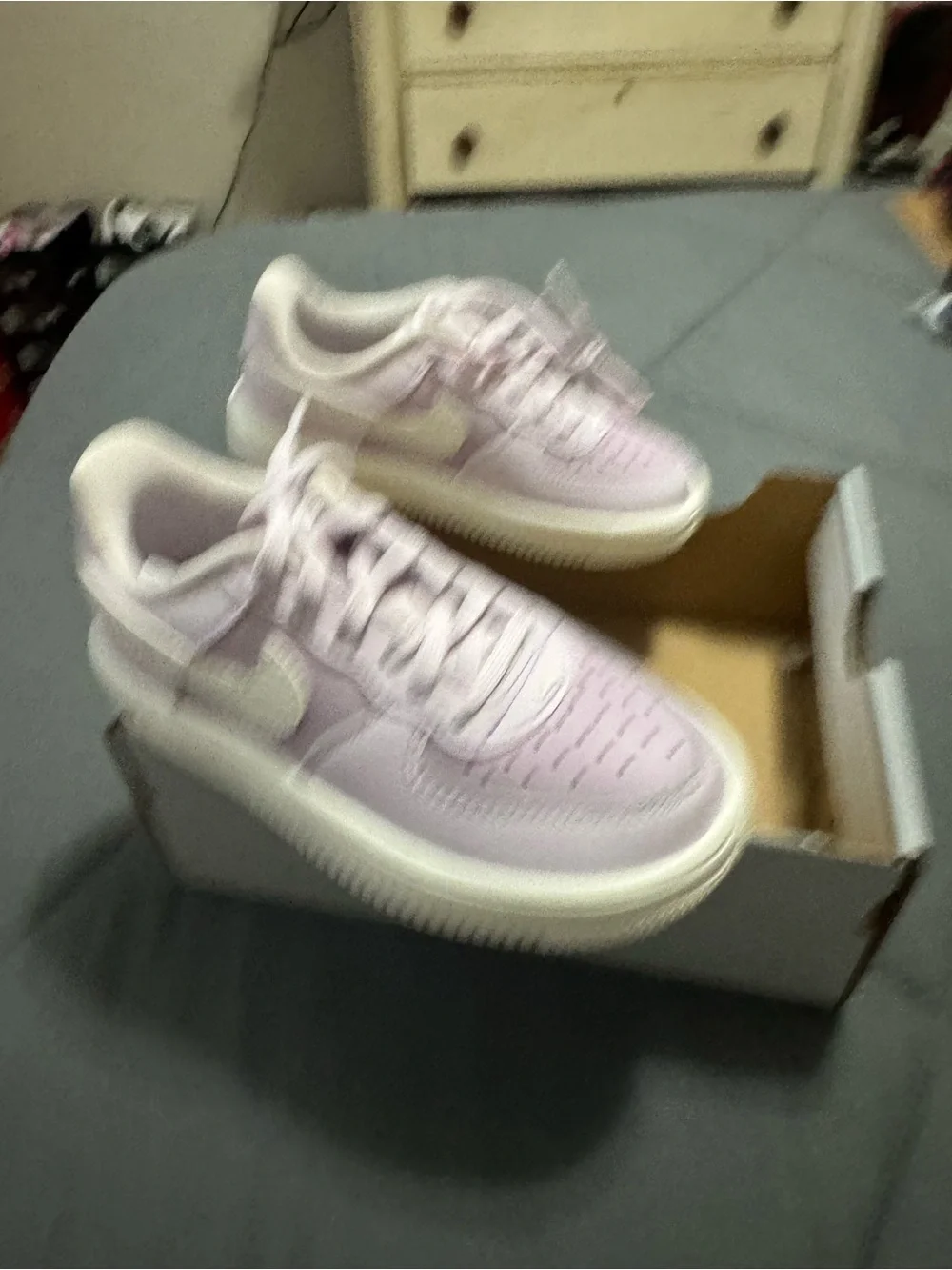 Nike force 1 Kids lavender and White Low-Top Sneakers